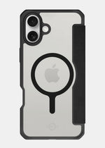 Itskins Hybrid R // Folio Protective Phone Case For Iphone 16, Hybrid Case With Card Holder, Anti-Slip, Heavy Duty Shockproof Cover, Military Phone Case - Black - 888842605689