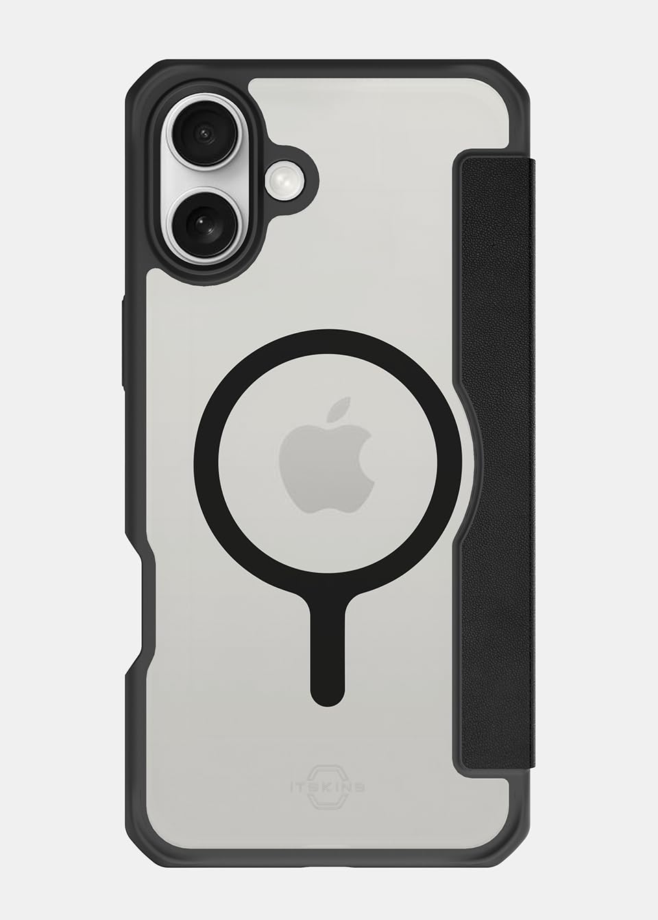 Itskins Hybrid R // Folio Protective Phone Case For Iphone 16, Hybrid Case With Card Holder, Anti-Slip, Heavy Duty Shockproof Cover, Military Phone Case - Black - 888842605689