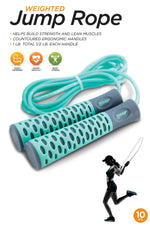 Avia Fitness 1/2 Lb. (1 Lb. Pair) Weighted Jump Rope- Mint (Available In More Colors) - 812350084162