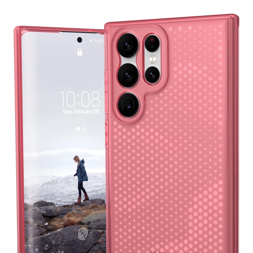 Urban Armor Gear [U] By Uag Designed For Samsung Galaxy S22 Ultra Case Clear Red Clay Lucent Slim Fit Lightweight Stylish Transparent Impact Resistant Protective Phone Cover, [6.8 Inch Screen] - 810070368937
