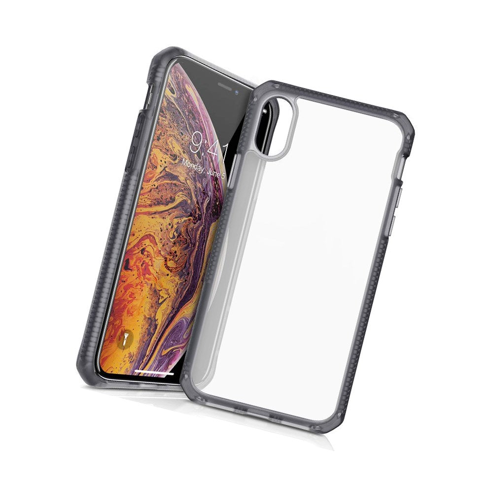 Itskins - Hybrid Frost Protective Phone Case Compatible With Iphone Xs Max, Slim Hybrid Case, Anti-Yellowing, And Heavy Duty Shockproof Cover, Military Phone Case | Black And Transparent - 4894465773380