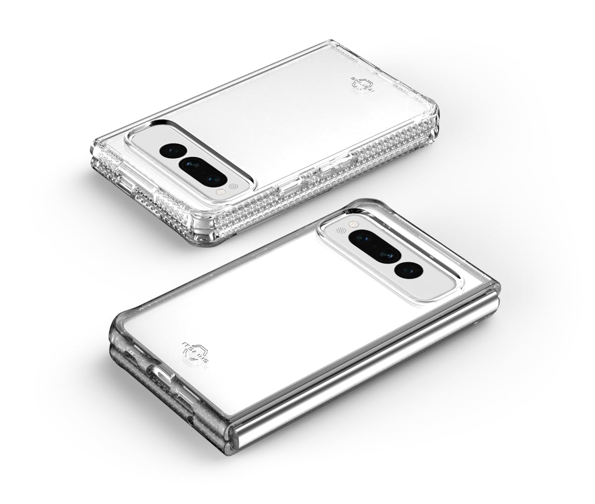 Itskins | Hybrid R Clear Protective Phone Case Compatible With Google Pixel Fold, Slim Hybrid Case, Shockproof Cover, Anti-Yellowing, And Military Grade Phone Case | Black And Transparent - 888842899736