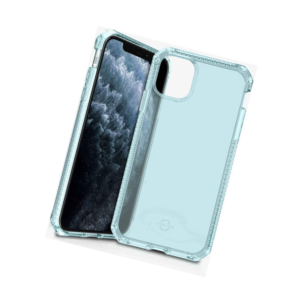 Itskins Spectrum Clear Protective Phone Case Compatible With Apple Iphone 11 Pro Max, Slim Hybrid Case, Anti-Yellowing, And Heavy Duty Shockproof Cover, Military Phone Case | Light Blue - 4894465876289
