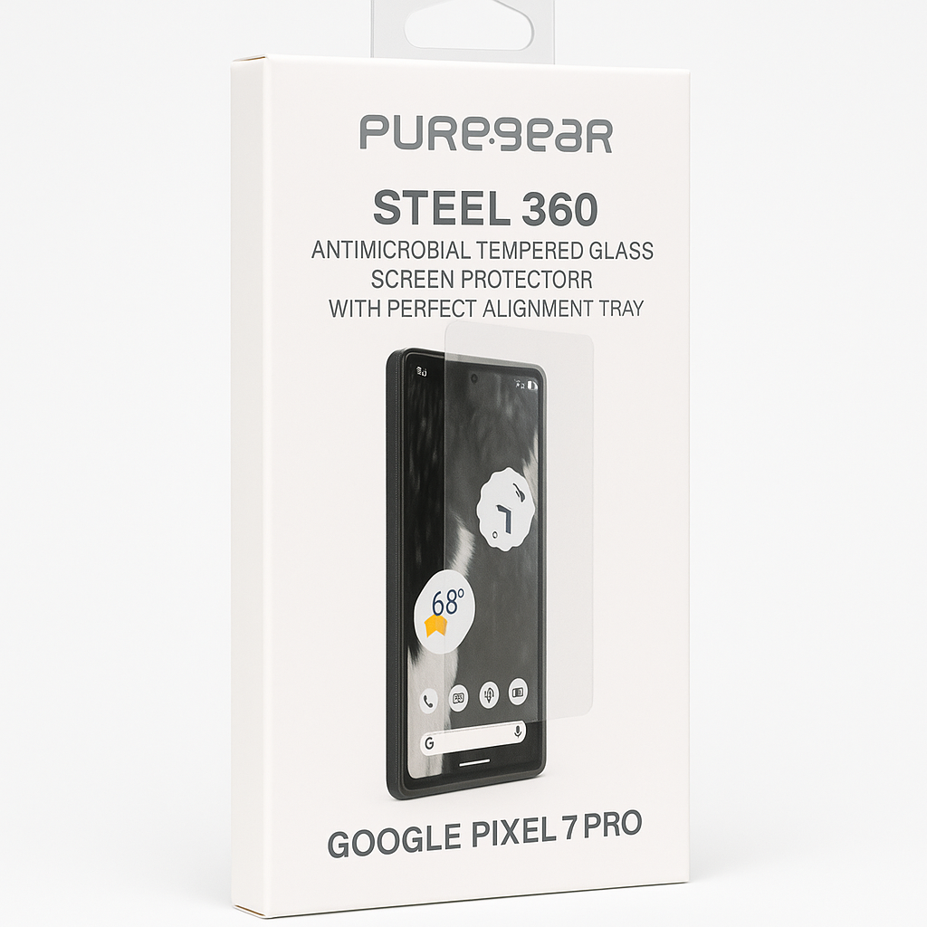 Puregeargoogle Pixel 7 Pro Steel 360 Antimicrobial Tempered Glass Screen Protector With Perfect Alignment Tray