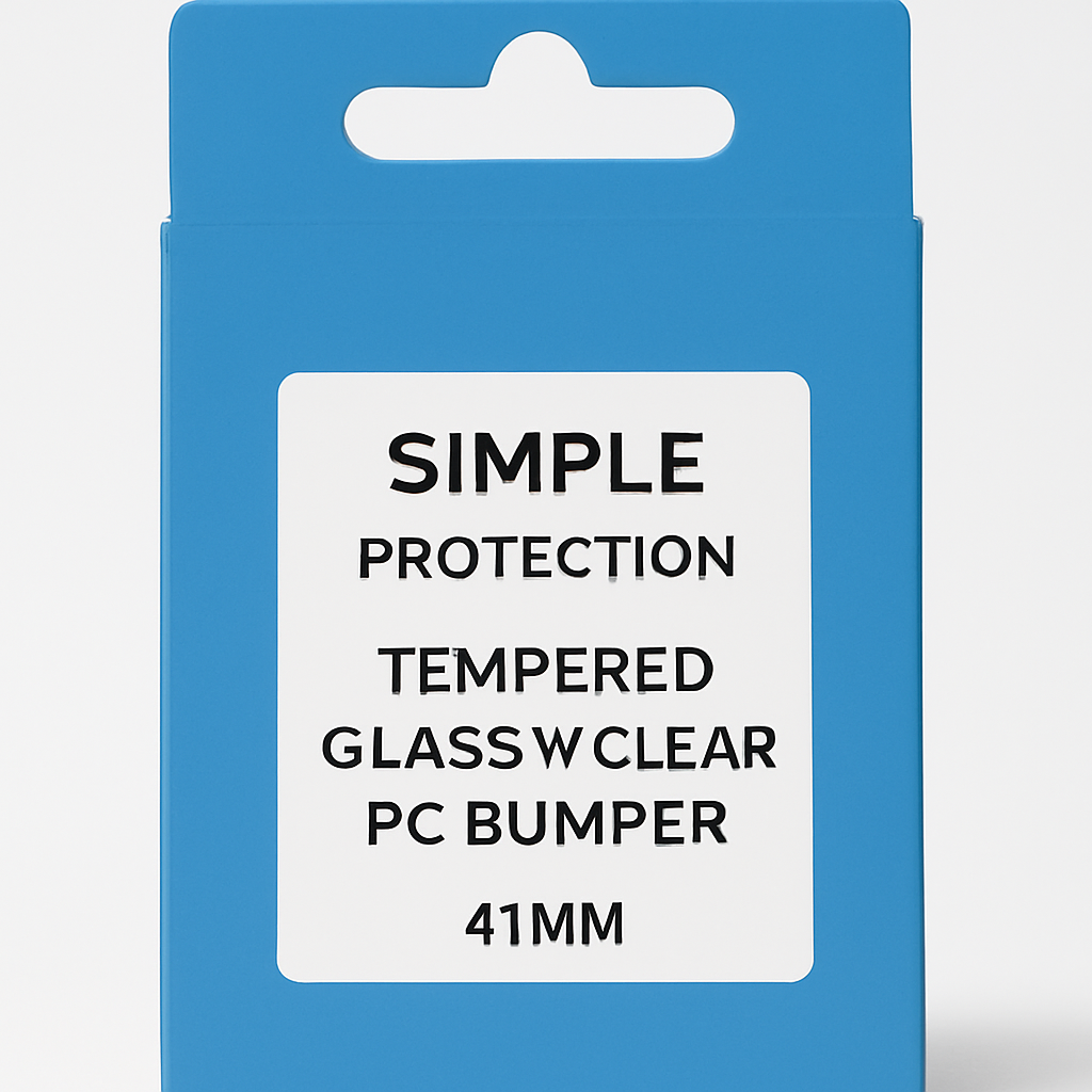 "Simple Protection Tempered Glass W/ Clear Pc Bumper 41mm "