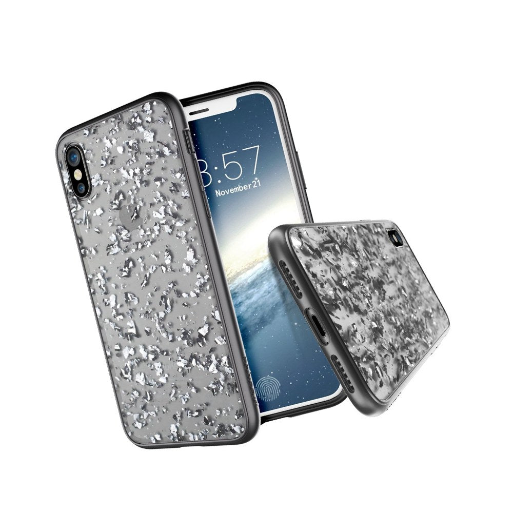 Apple Iphone X (2017) Iphone Xs (2018) Case - Smoke Black | Treasure Series | Transparent Sparkling Glitter Flakes | 2 Meters Military Grade Drop Tested | Scratch Resistant | Shockproof - 5.8 Inch - 818804018714