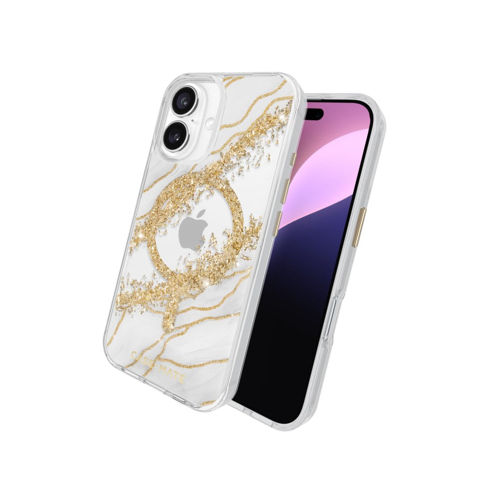 Case-Mate Iphone 16 Case [Compatible With Magsafe] - Stylish Marble Phone Case With 12ft Drop Protection - Premium Magnetic Cover For Iphone 16 - Karat Granite - 840171741407
