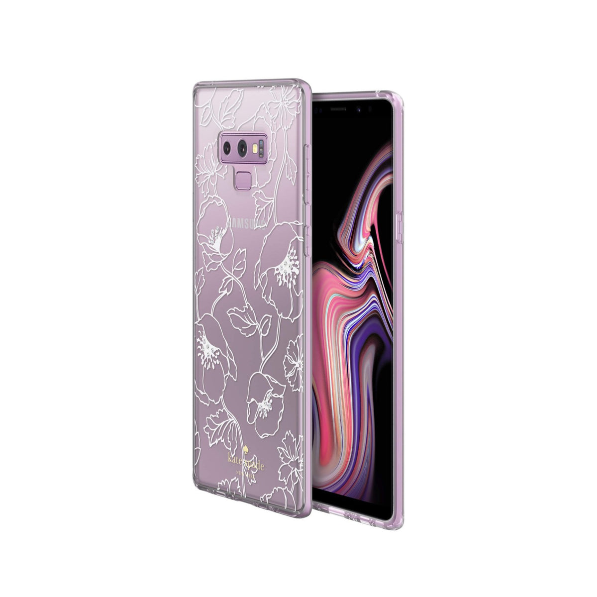 Kate Spade New York Protective Hardshell Case For Samsung Galaxy Note9 - Blossom Pink/Gold With Gems - 191058077967