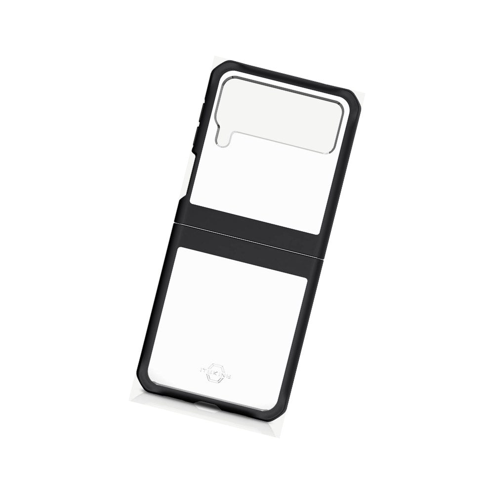 Itskins Hybrid Solid Protective Phone Case Compatible With Galaxy Z Flip3 5g, Slim Hybrid Case, Anti-Yellowing, And Heavy Duty Shockproof Cover, Military Phone Case | Black And Transparent - 888842161734