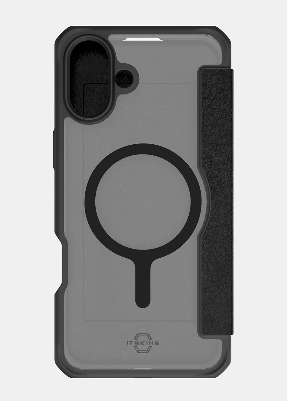 Itskins Hybrid R // Folio Protective Phone Case For Iphone 16, Hybrid Case With Card Holder, Anti-Slip, Heavy Duty Shockproof Cover, Military Phone Case - Black - 888842605689
