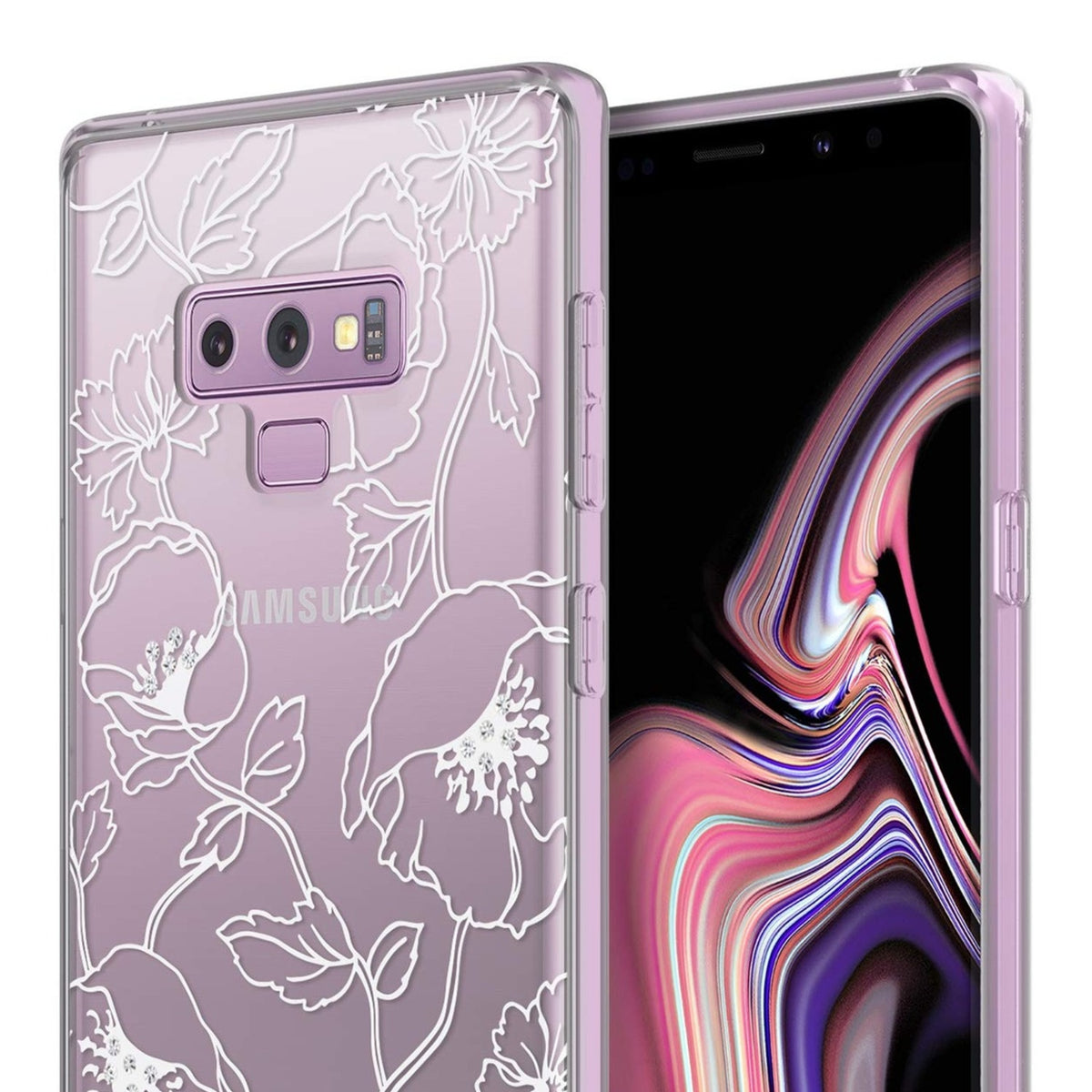 Kate Spade New York Protective Hardshell Case For Samsung Galaxy Note9 - Blossom Pink/Gold With Gems - 191058077967