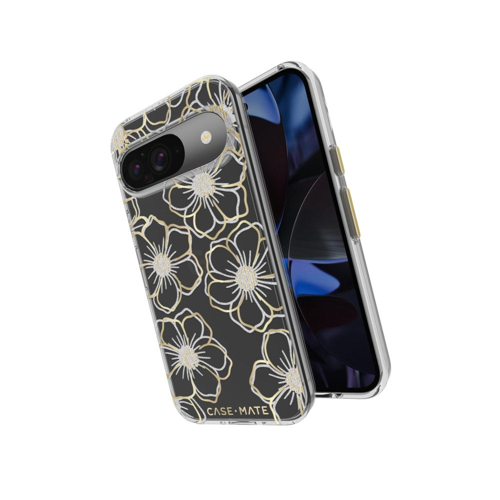 Case-Mate Google Pixel 9/9 Pro Case [6.3”,2024] [12ft Drop Protection] [Wireless Charging] Floral Gems Phone Case For Google Pixel 2024 Series - Sparkly Rhinestones Cover - Shockproof, Anti Scratch - 840171741513