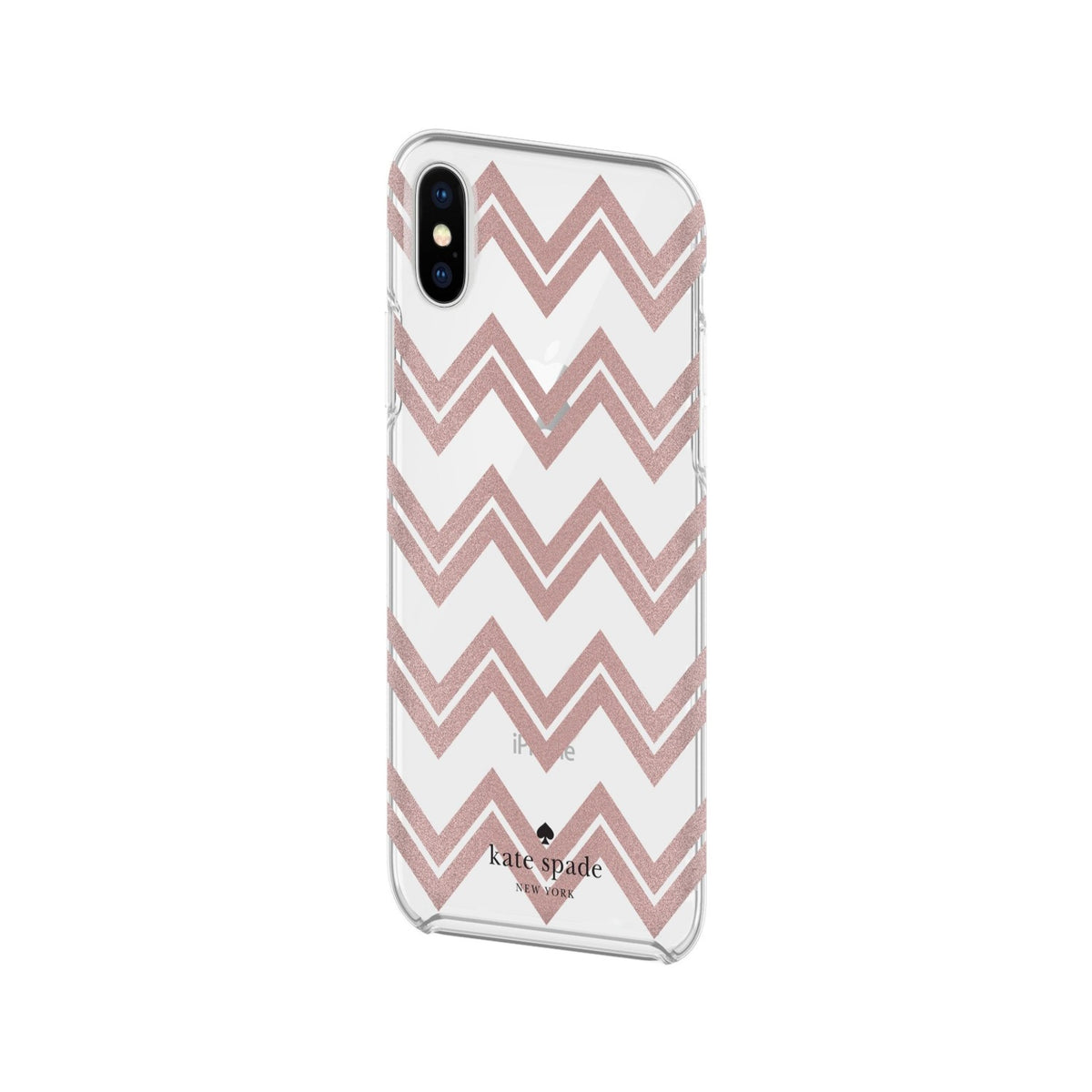 Kate Spade New York Protective Hardshell Case For Iphone X - Chevron Rose Gold Glitter/Clear - 191058038784