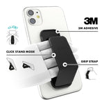 Clckr Phone Grip And Expanding Stand, Universal Phone Grip Holder With Multiple Viewing Angles For Iphone, Samsung, Phones, Tablets And Many More, Smooth Black - 8718846078566