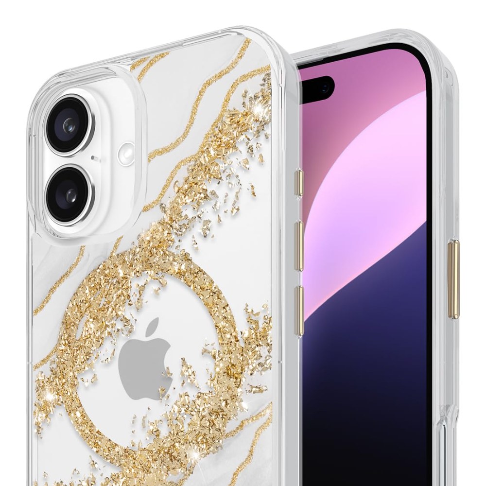 Case-Mate Iphone 16 Case [Compatible With Magsafe] - Stylish Marble Phone Case With 12ft Drop Protection - Premium Magnetic Cover For Iphone 16 - Karat Granite - 840171741407