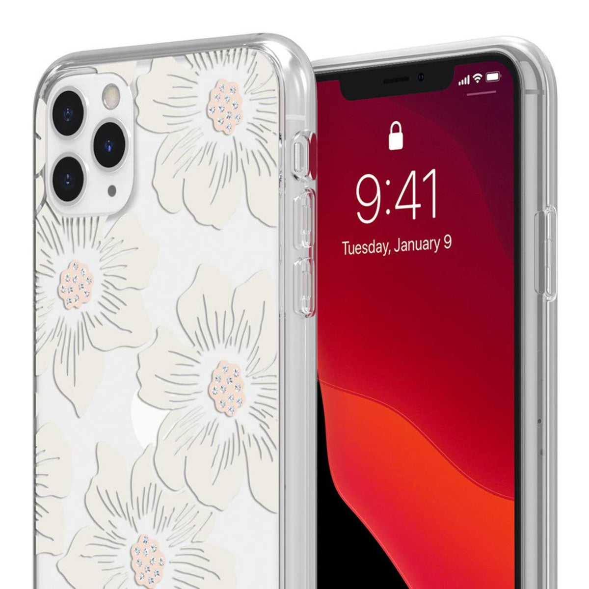 Kate Spade New York Protective Hardshell Case (1-Pc Comold) For Iphone 11 Pro Max - Hollyhock Floral Clear/Cream With Stones - 191058101013