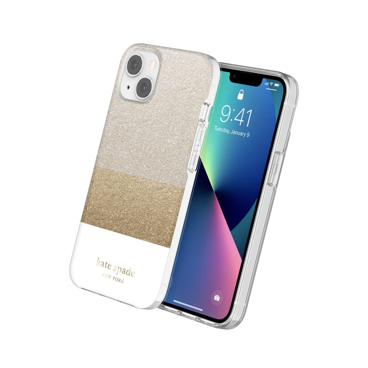 Kate Spade New York Protective Hardshell Case For Iphone 13 - Glitter Block White - 191058137647
