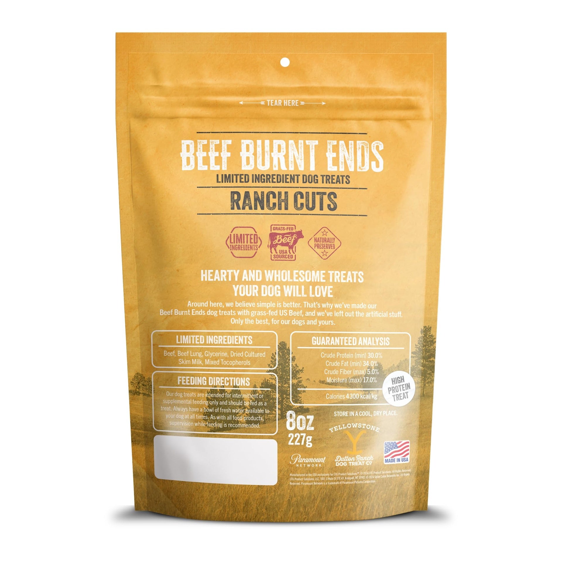 Yellowstone Limited Ingredient Dog Treats Beef Burnt Ends - Healthy Dog Treats Made In Usa - Air Dried Beef Collagen Dog Jerky Treats - Crunchy & Chewy Dog Treats - Beef Dog Treats Jerky - 8 Oz - 860011030768