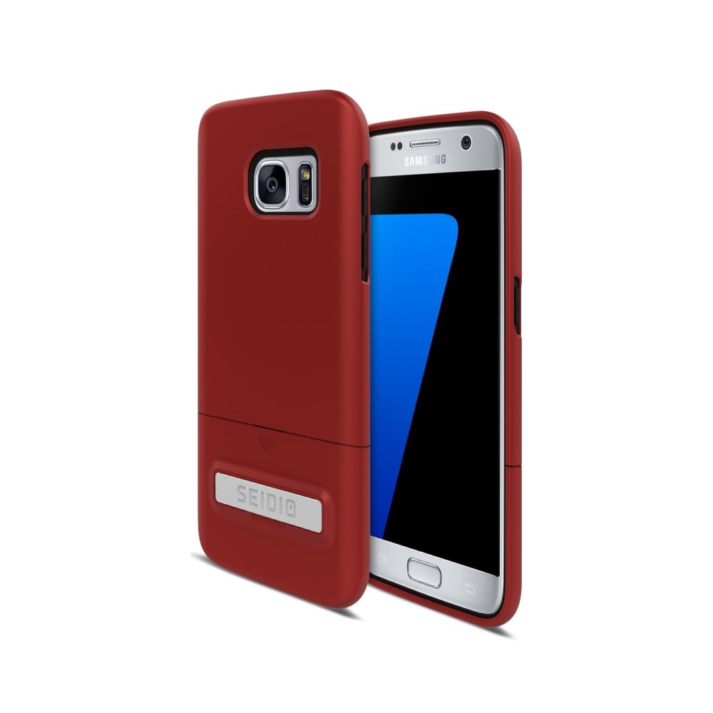 Seidio Surface With Metal Kickstand Case For Samsung Galaxy S7 [Slim Case] - Non-Retail Packaging - Dark Red/Black -