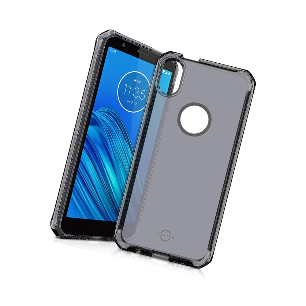 Itskins Spectrum // Clear Protective Phone Case Compatible With Moto E6, Slim Hybrid Case, Anti-Yellowing, And Heavy Duty Shockproof Cover, Military Phone Case - Smoke - 4894465894948