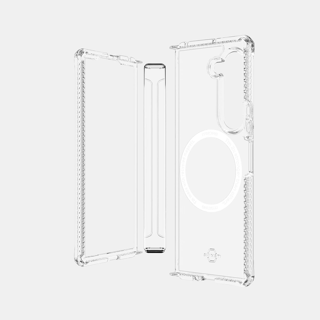 Itskins Hybrid R // Clear Hinge For Samsung Galaxy Z Fold6 - Protective Phone Case, Compatible With Magsafe, Anti-Yellowing, Military Shockproof Cover With Ultra Sensitive Buttons - Transparent - 888842073679