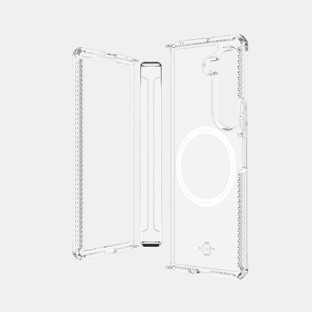 Itskins Hybrid R // Clear Hinge For Samsung Galaxy Z Fold6 - Protective Phone Case, Compatible With Magsafe, Anti-Yellowing, Military Shockproof Cover With Ultra Sensitive Buttons - Transparent - 888842073679