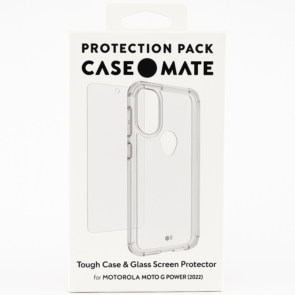 Case Mate Protection Case With Glass Screen Protector Moto G Power 2022 Clear