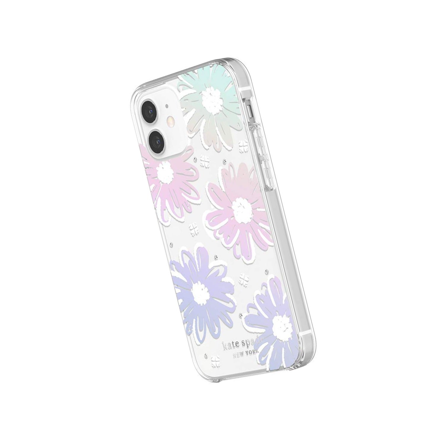 Kate Spade New York Protective Hardshell Case For Iphone 12 Mini - Daisy Iridescent Foil/White/Clear/Gems - 191058120991