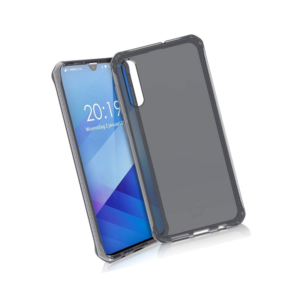 Itskins Spectrum Clear Protective Phone Case Compatible With Samsung Galaxy A50, Slim Hybrid Case, Anti-Yellowing, And Heavy Duty Shockproof Cover, Military Phone Case - Black - 4894465800413