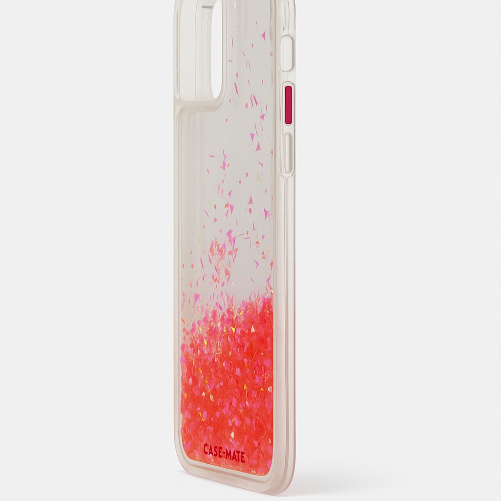CaseMate iPhone X Protective Case With Pink Liquid Glitter And Glow In The Dark